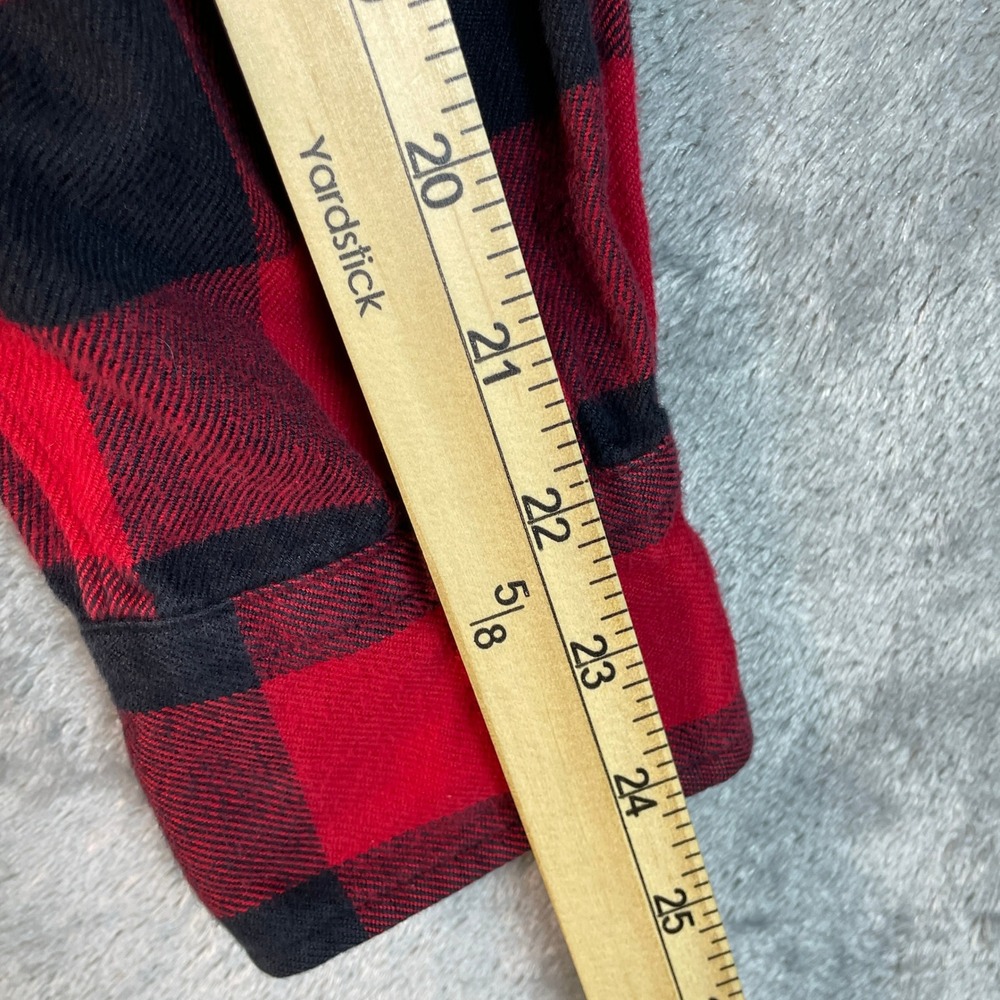 Ralph Lauren Ruffle Flannel Shirt Womens 12 Red Black Buffalo Plaid Very Good - Picture 7 of 7